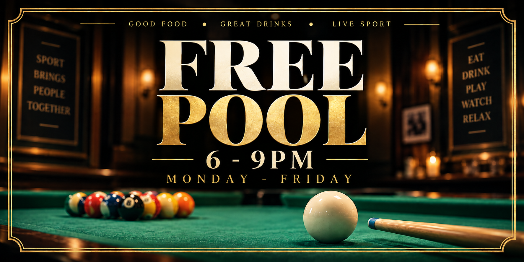 Free Pool 6pm-9pm